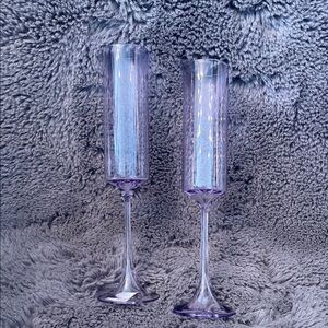 Anthropologie  Elegant Purple Crystal Champagne Flutes - Set of 2